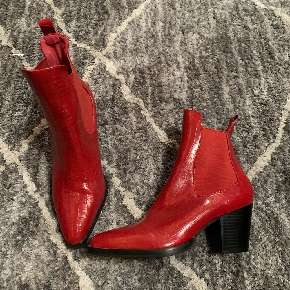 Red Booties NWOT Size 8.5